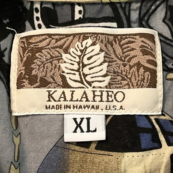 Vintage KALAHEO Popover Hawaiian Shirt Pin Up Girls USAF Planes Bombers Mens XL - Picture 2 of 11